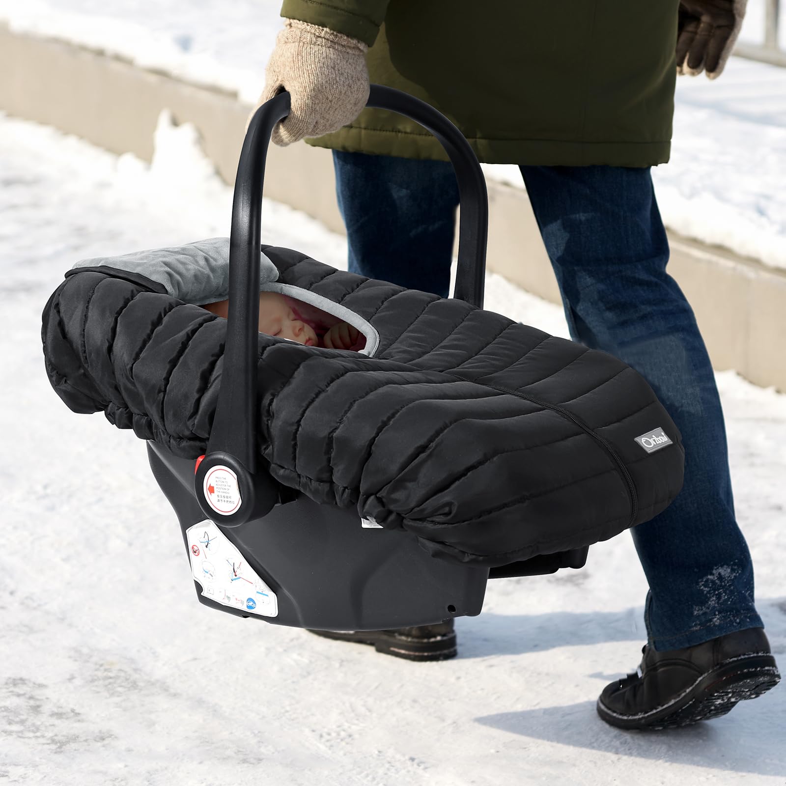 Orzbow Winter Car Seat Cover plush lining close-up highlights softness