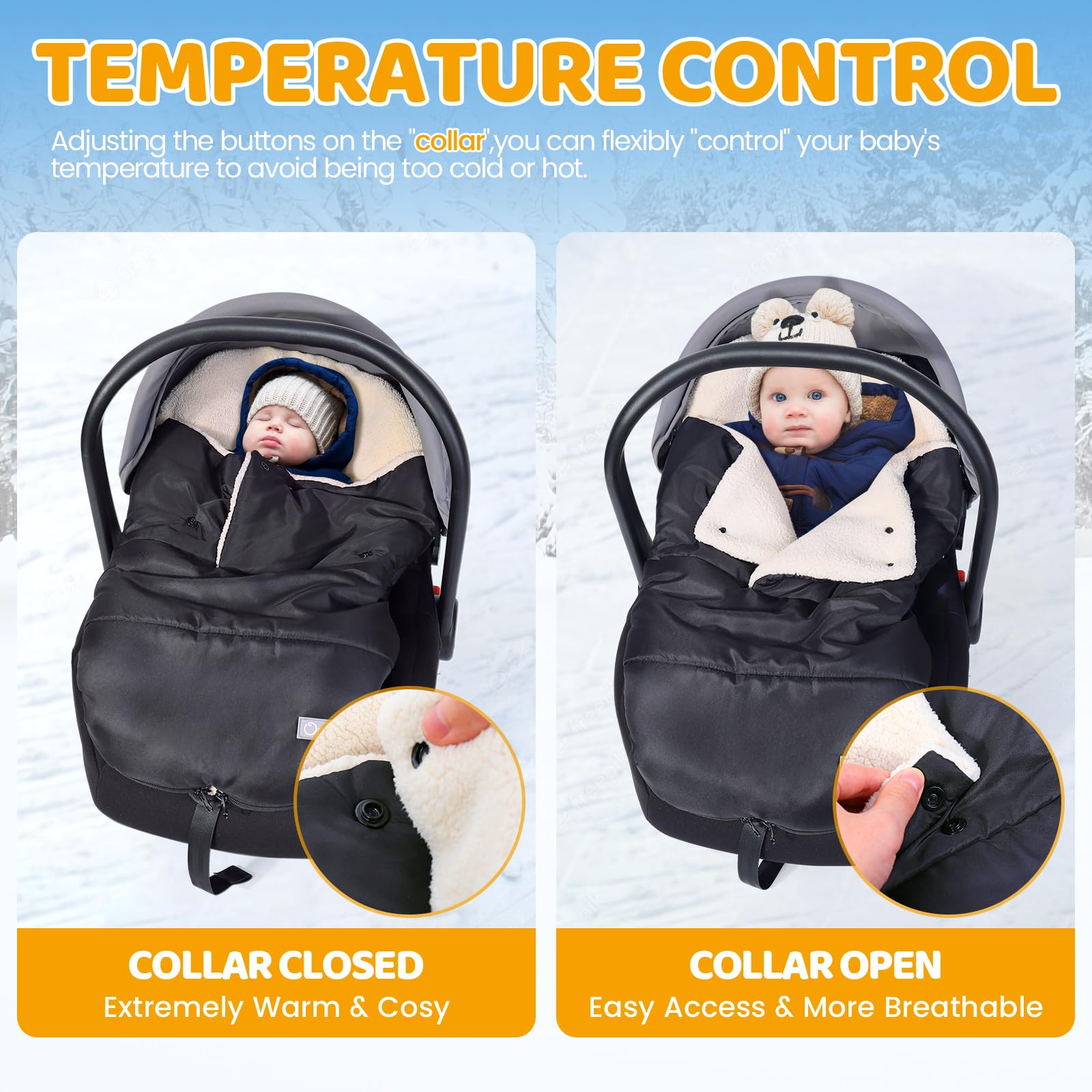 Orzbow Berber fleece layer provides soft baby comfort.