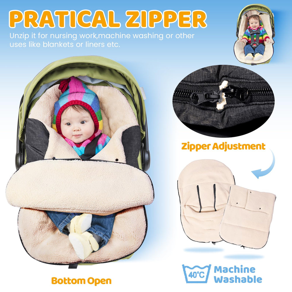 Orzbow winter carseat cover with durable zipper for easy bottom access