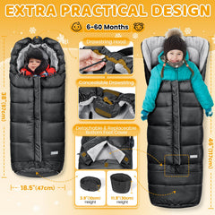 Orzbow winter stroller footmuff extended section keeps toddlers warm up to 3T.