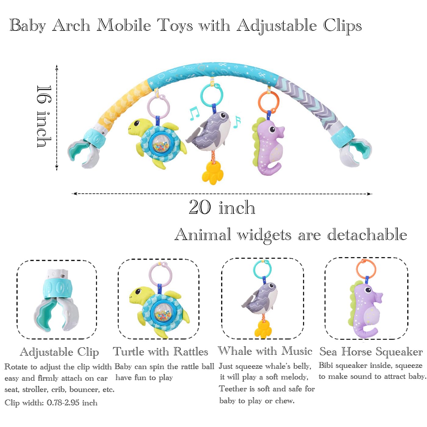 ORZIZRO baby arch toy turtle rattles enhances tactile exploration