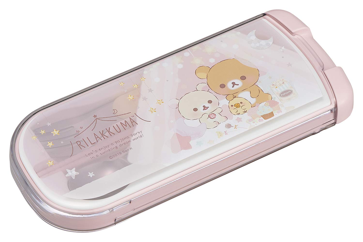 OSK Rilakkuma Putrio CT-20 slide-lid close-up shows child-friendly grip