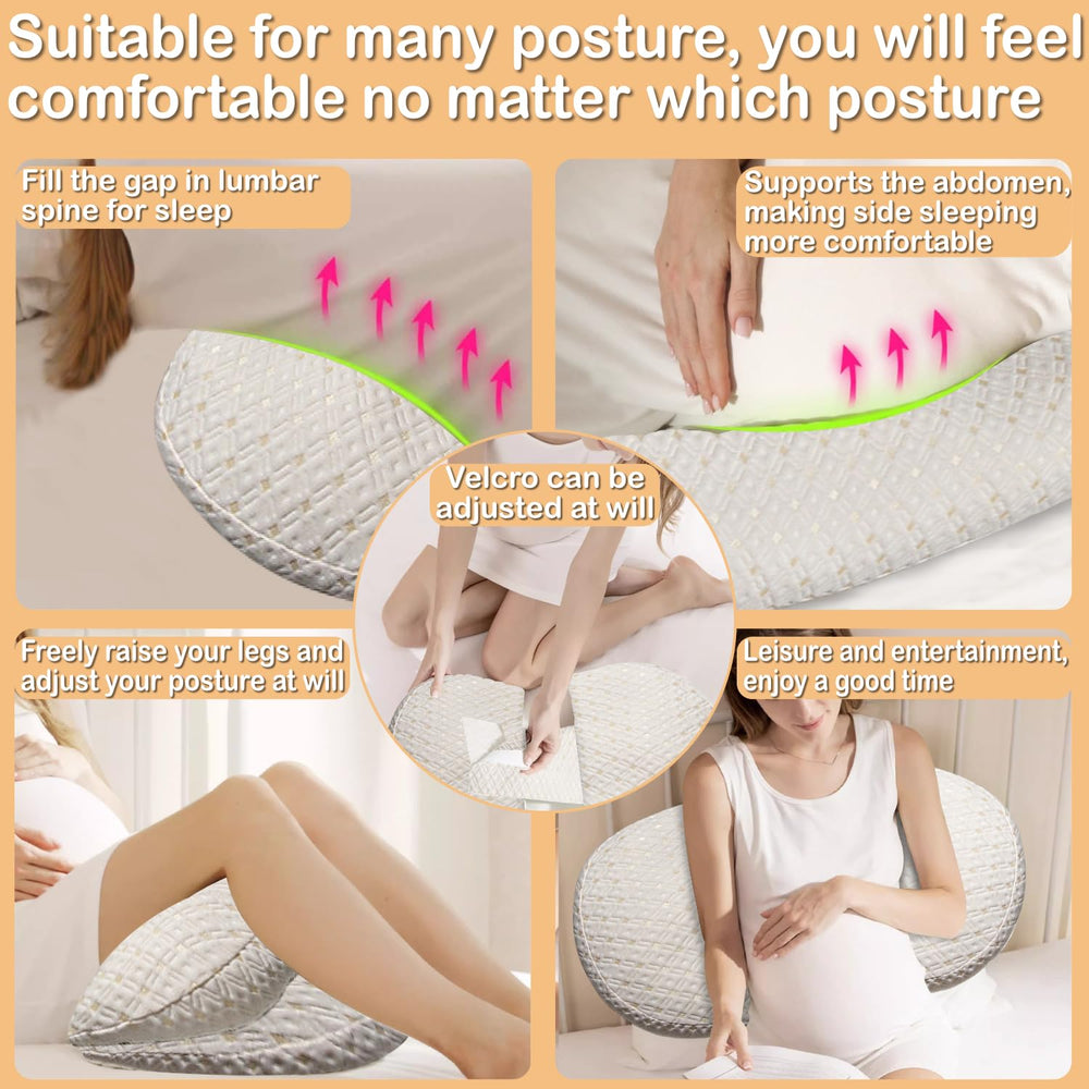 Oskeray pregnancy pillow back-support angle for side-sleep comfort.