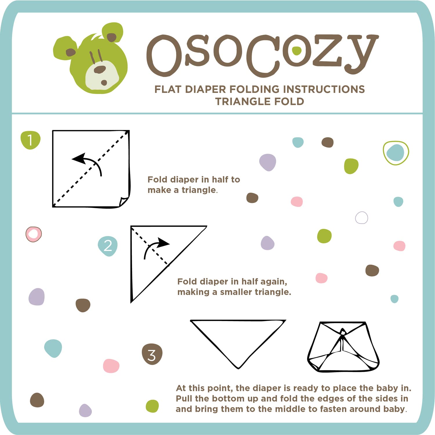 OsoCozy Birdseye flat diaper in use during diaper changes.
