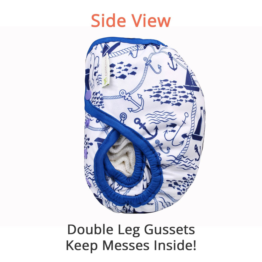 OsoCozy diaper cover interior is wipe-clean for quick resets between changes.