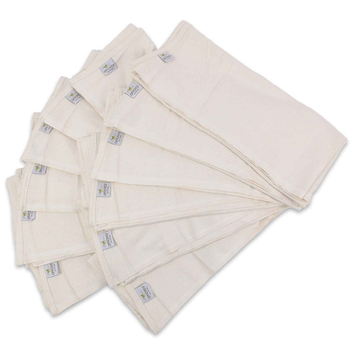 OsoCozy organic flat diaper folding view highlights easy care.