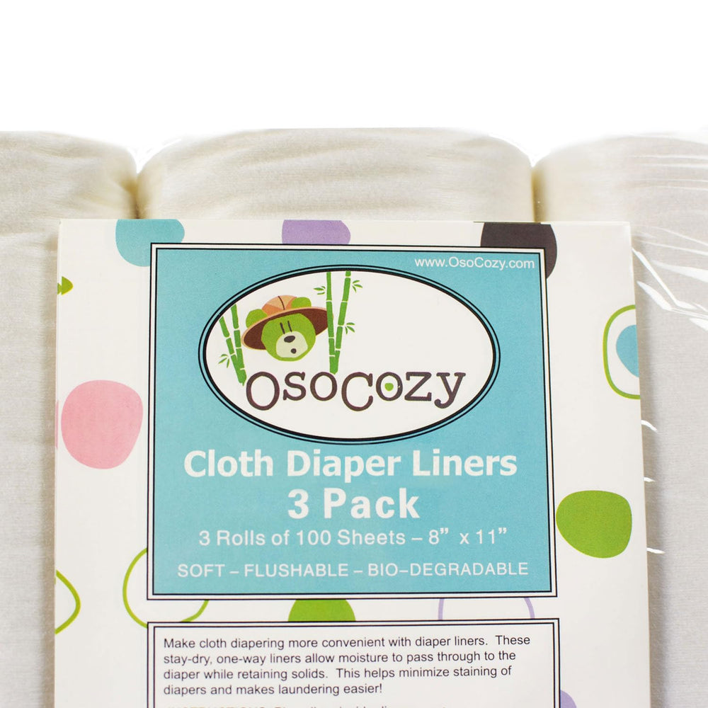OsoCozy diaper liners sheets 8x12 close-up highlight bamboo-based material and sheet size.