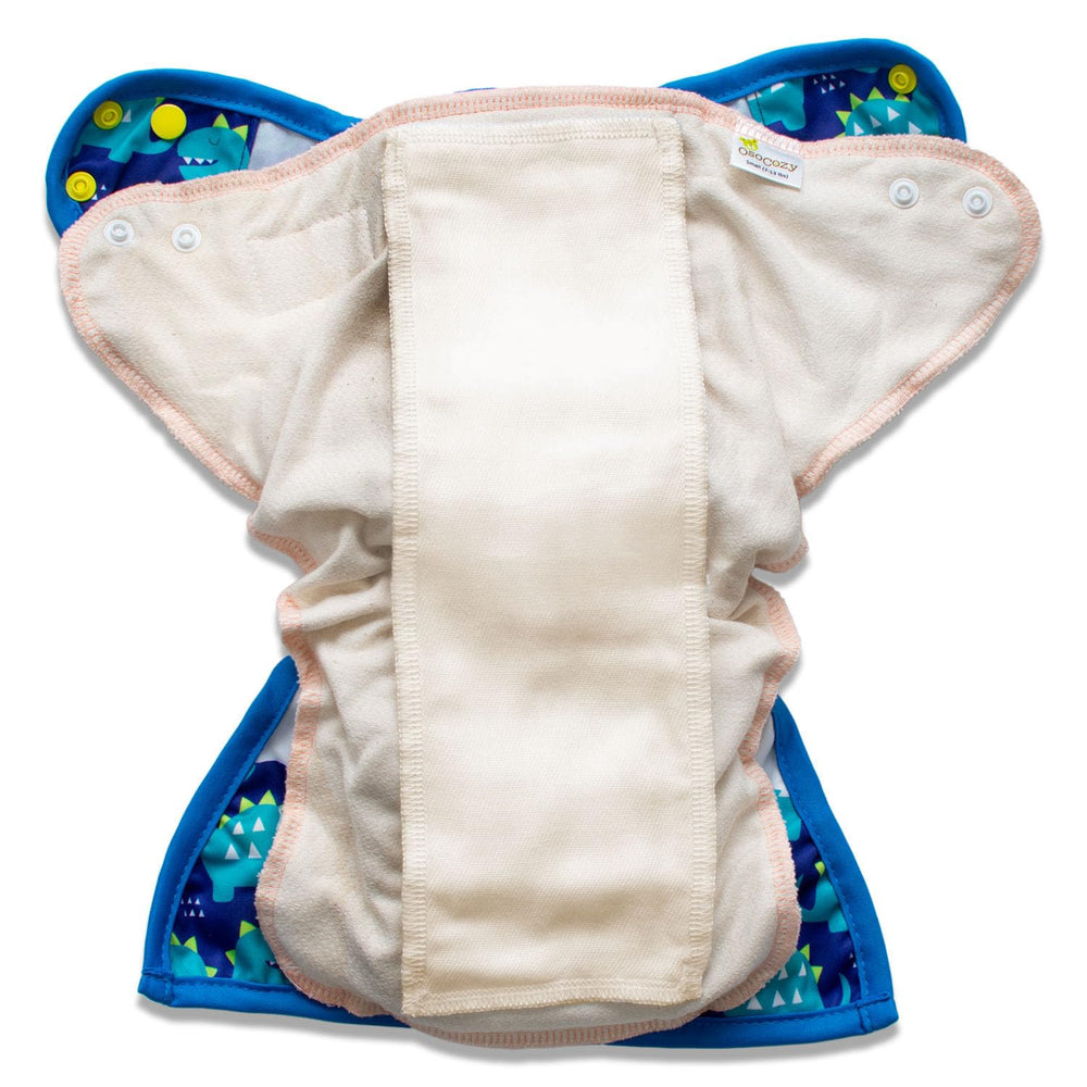 OsoCozy gauze diaper doublers in-use show six-layer thickness for added absorbency.