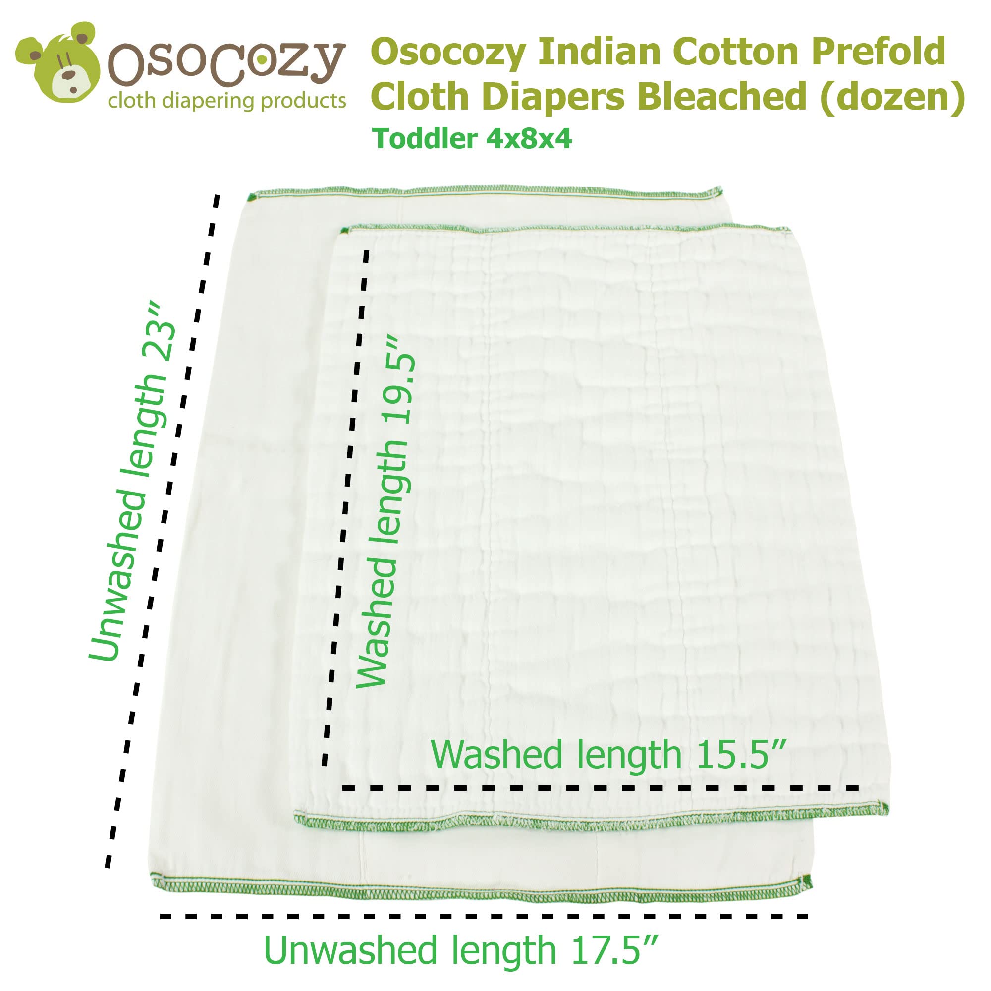OsoCozy 4x8x4 size label helps choose the right fit for growing babies (30-45 lbs).