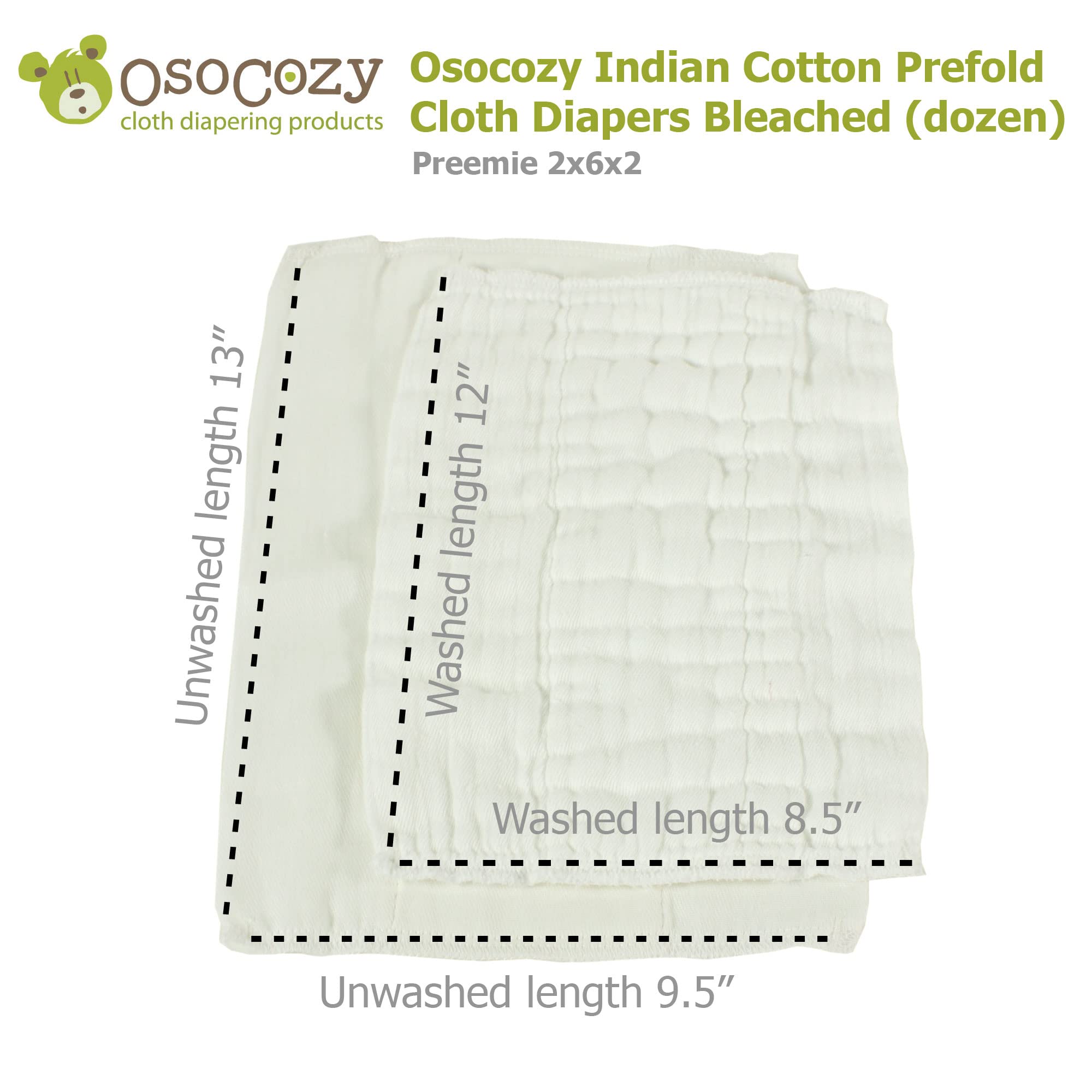 OsoCozy Prefold Diapers sturdy stitching image—durable seams designed for long-term use.