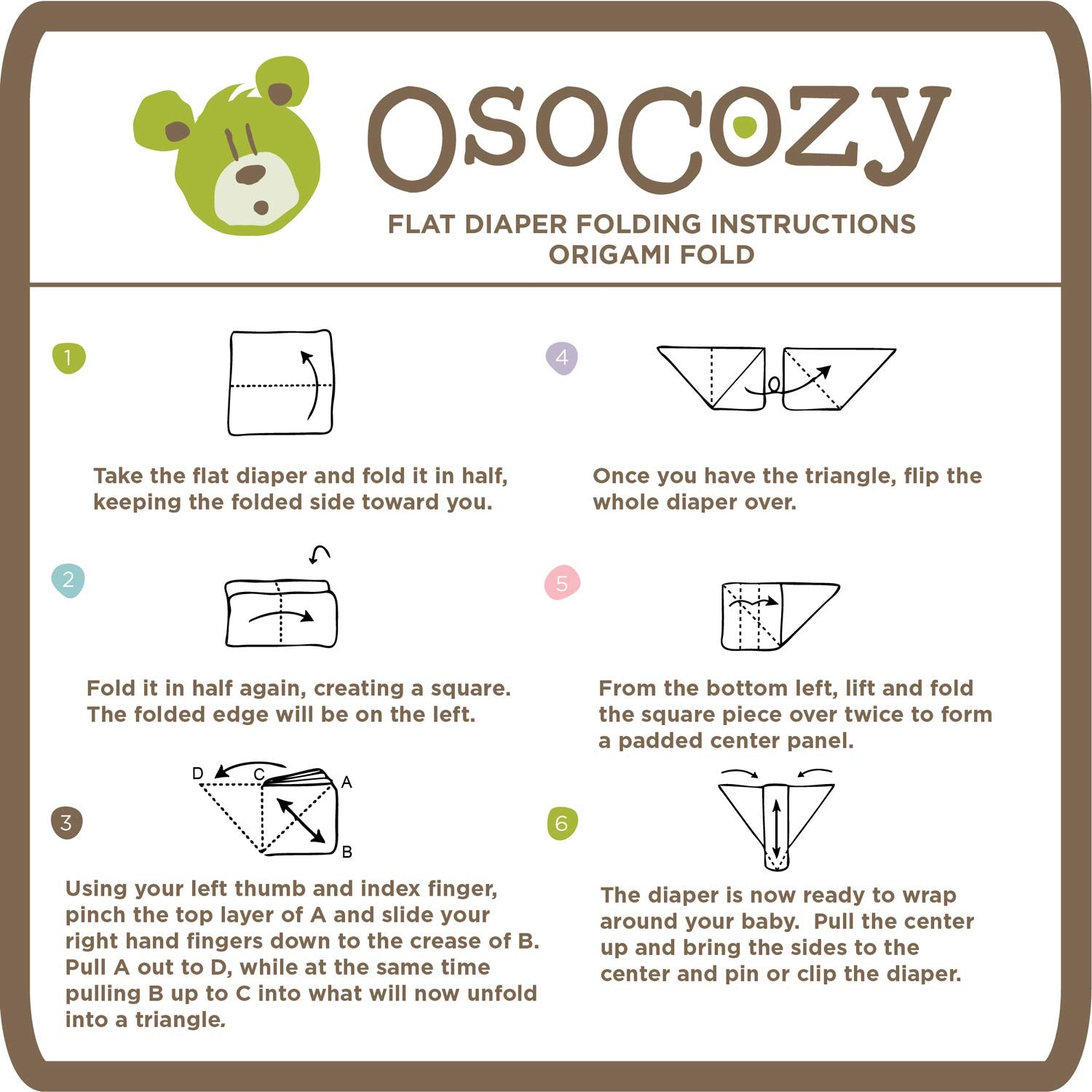 OsoCozy unbleached flat diaper doubles as burp cloth and changing pad.