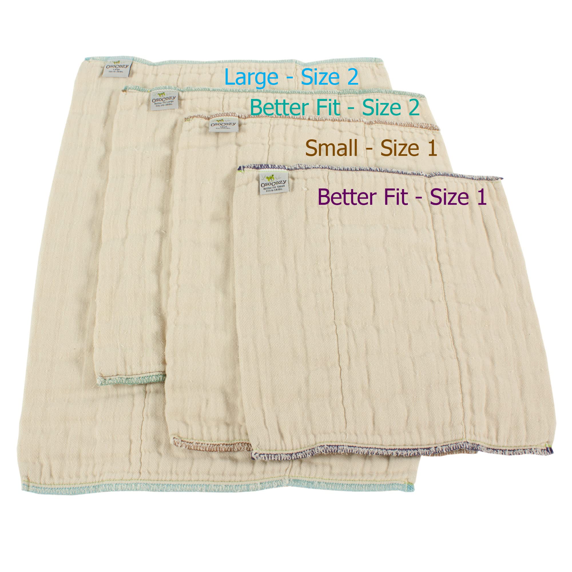OsoCozy unbleached natural-color prefolds with traditional, natural look.