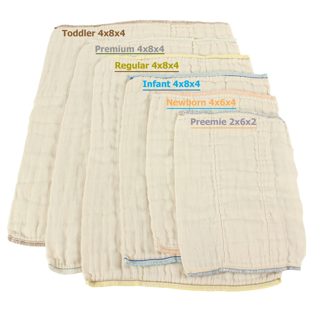 OsoCozy unbleached prefold diapers newborn size demonstrates snug fit for small babies