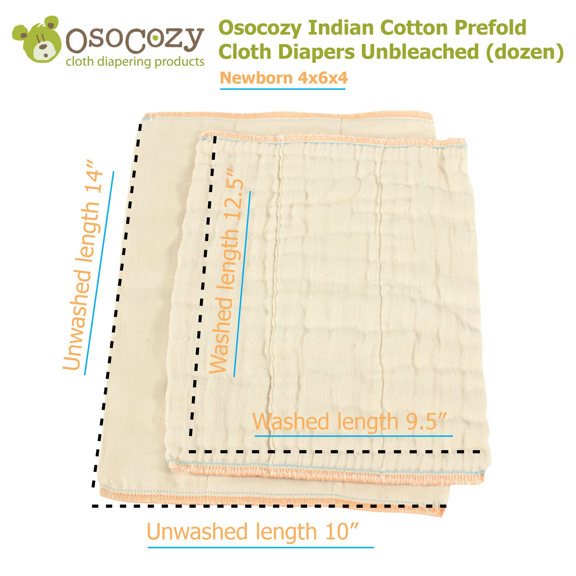 OsoCozy unbleached prefold diapers prepping wash shows hot-water prewash for absorbency