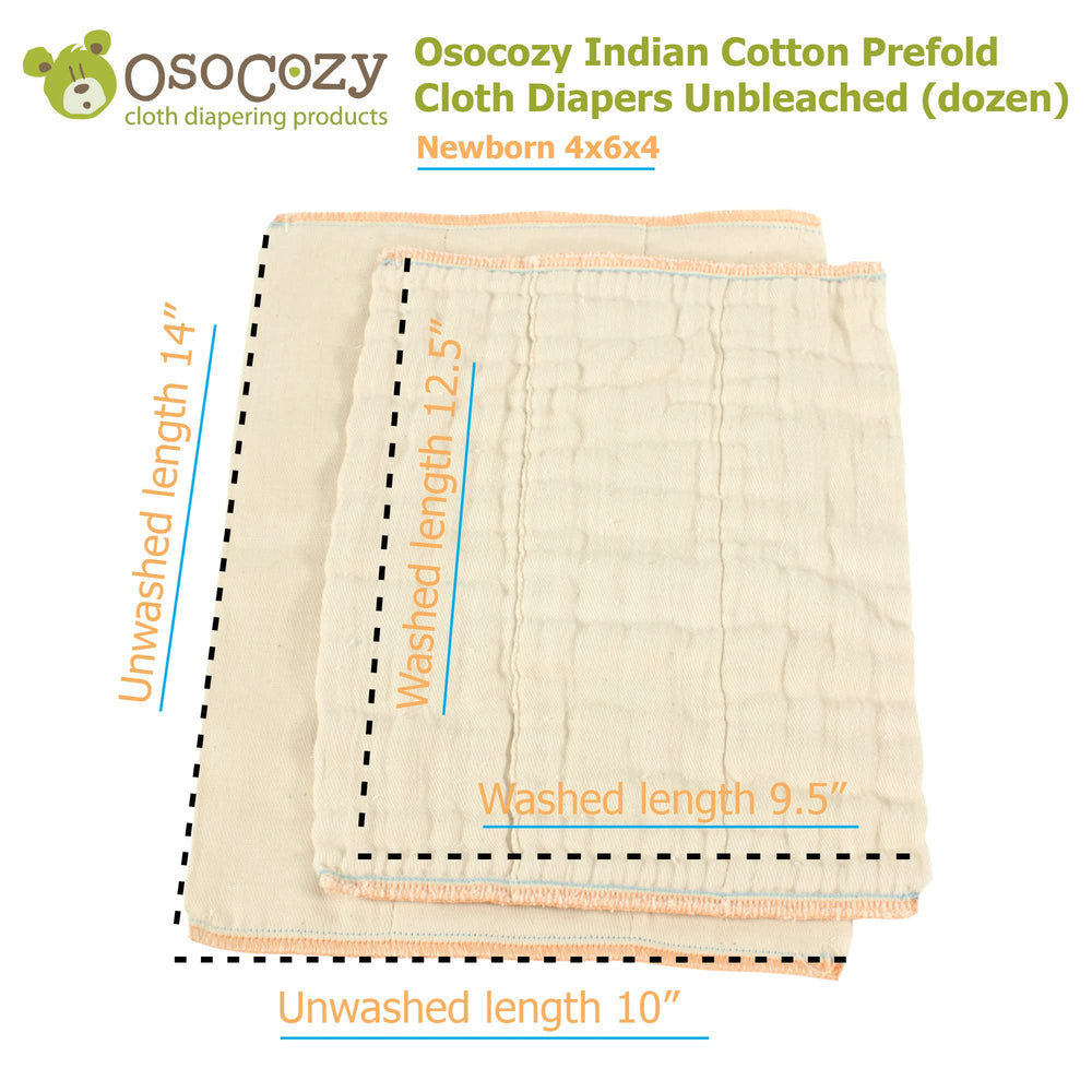 OsoCozy unbleached prefold diapers prepping wash shows hot-water prewash for absorbency