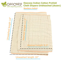 OsoCozy unbleached prefold diapers prepping wash shows hot-water prewash for absorbency