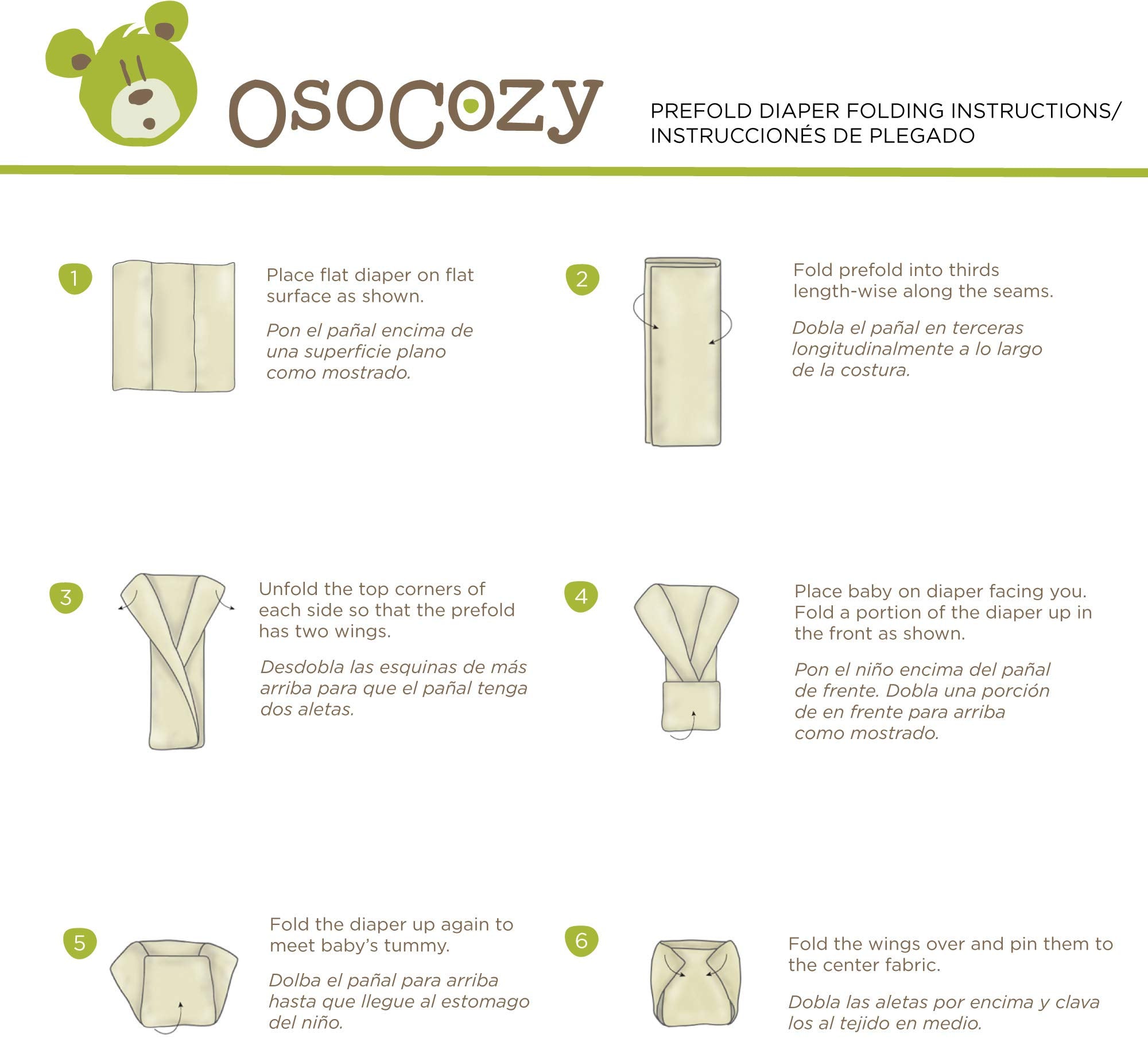 OsoCozy unbleached prefold diapers toddler size captures durability through potty-training