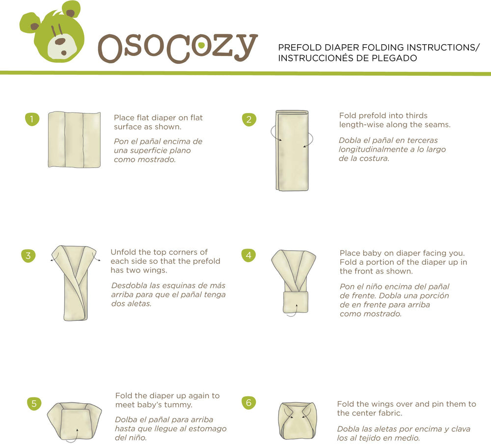 OsoCozy unbleached prefold diapers toddler size captures durability through potty-training