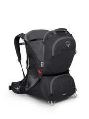Osprey Poco LT folded-frame setup for easy travel and compact storage on trips.