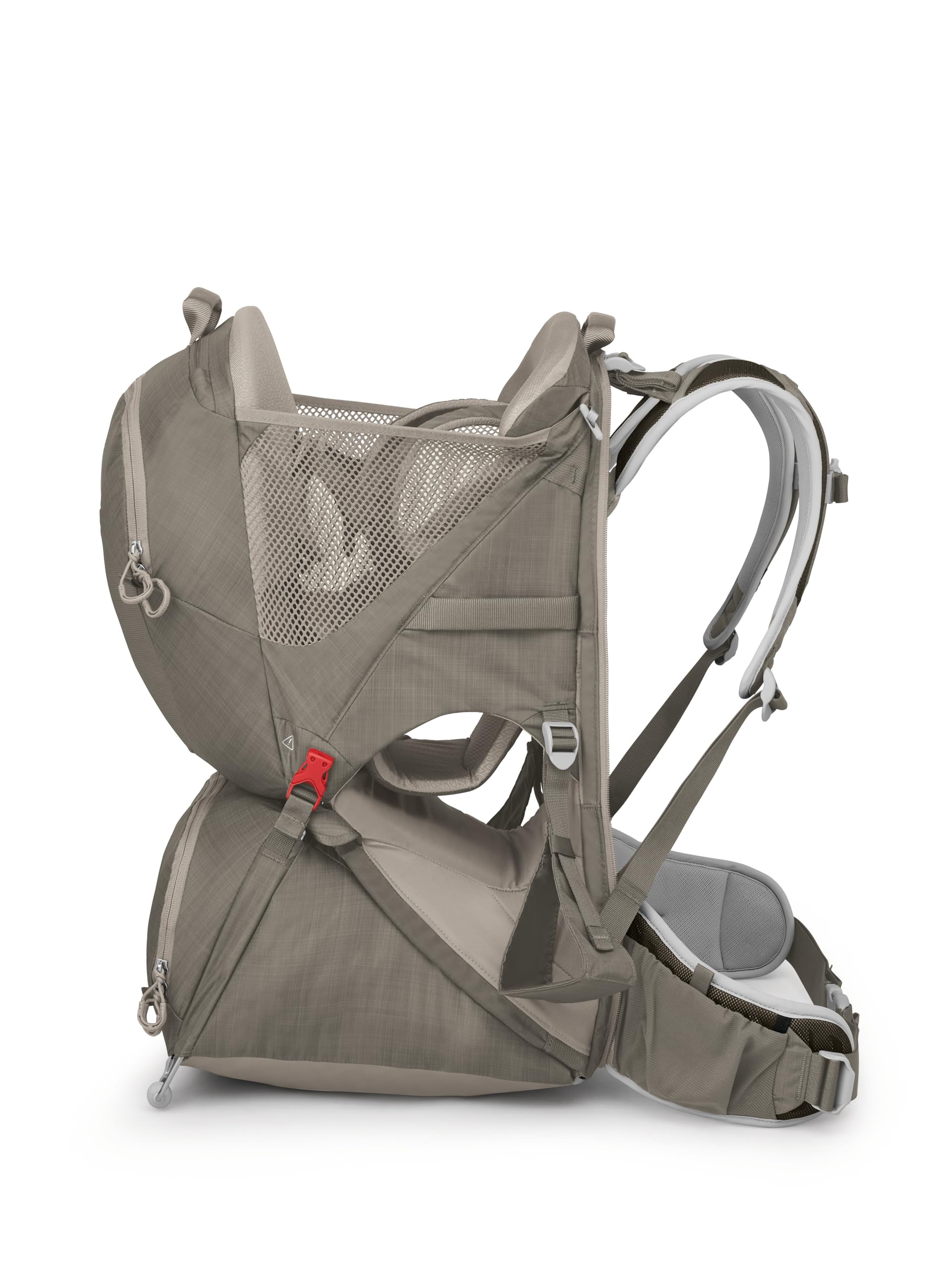 Osprey Poco LT folds flat for travel storage and packing ease