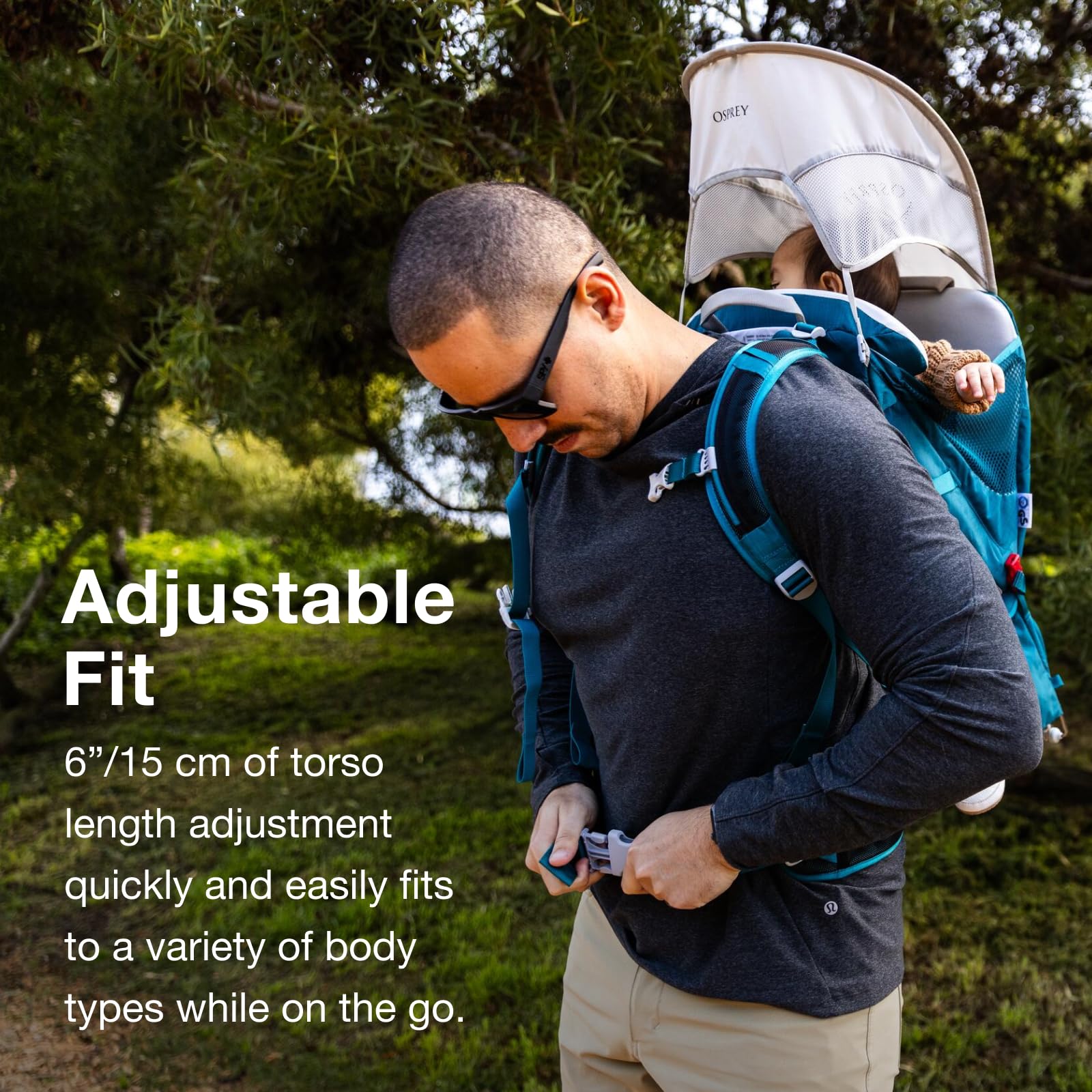 Osprey Poco SLT ventilated backpanel AirScape keeps you cool.