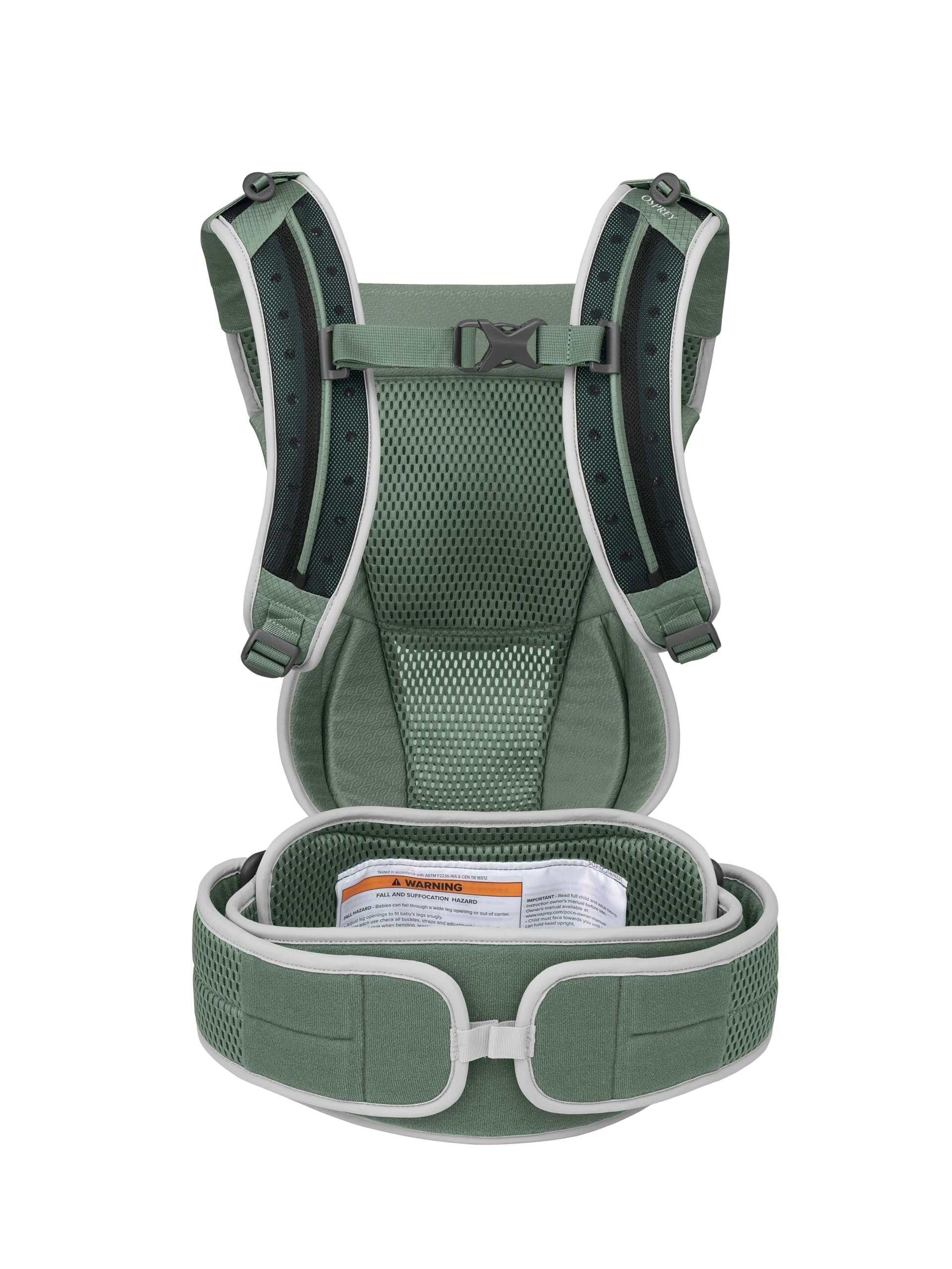 Osprey Poco Soft breathable seat and ergonomic positioning