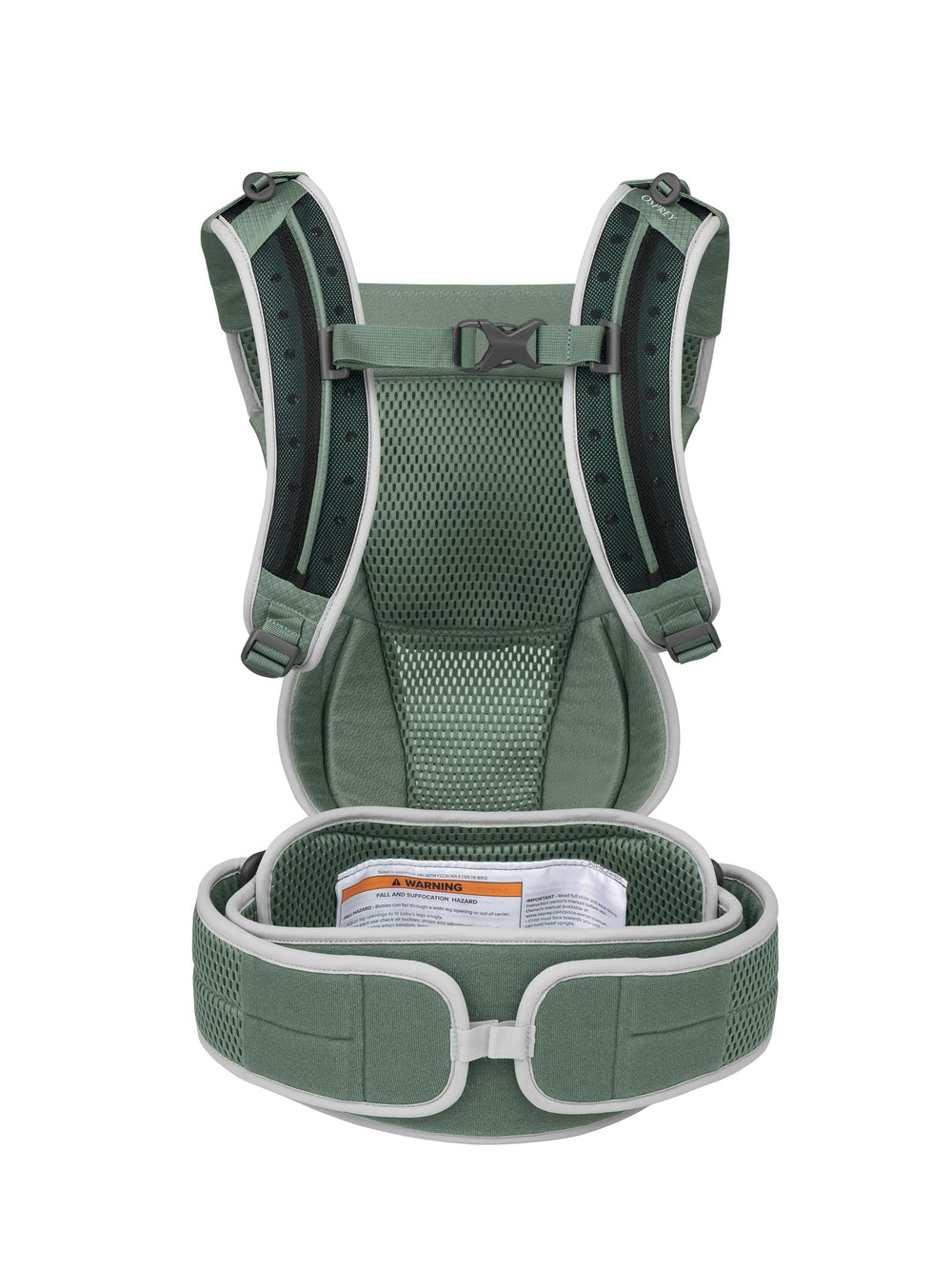 Osprey Poco Soft breathable seat and ergonomic positioning