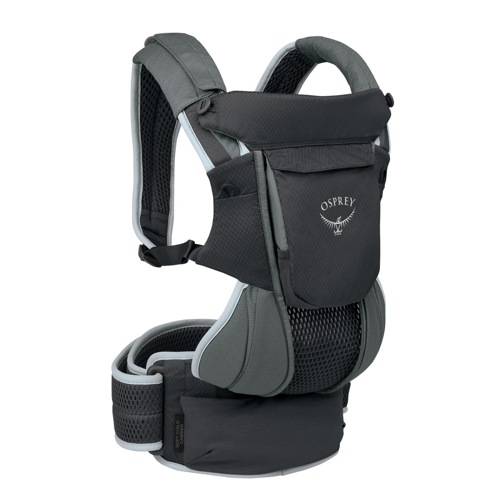 Osprey Poco Soft shoulder straps provide breathable comfort for long walks with baby