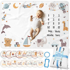 OSTANDRAFFE baby boy milestone blanket in 60x40 size for monthly photos