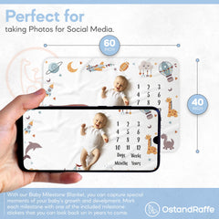 OSTANDRAFFE setup showing blanket and stickers for photo collage