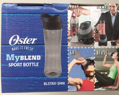 Oster MyBlend sport bottle gray 20oz integrated handle for portable hydration.