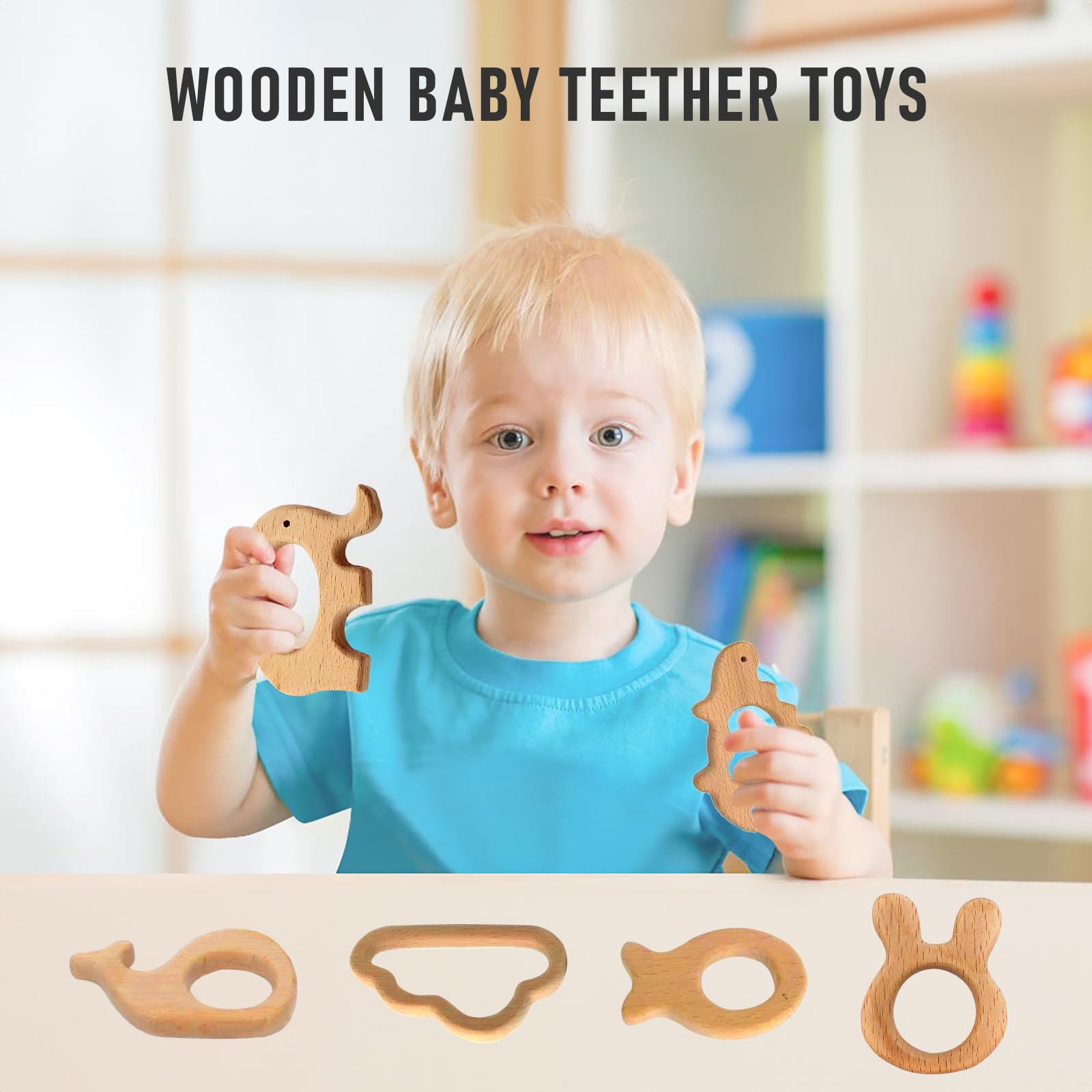 OSTTRPO wooden teether fish enables safe mouthing and tactile discovery