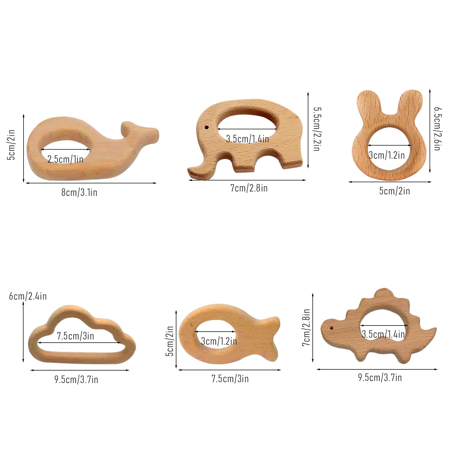 OSTTRPO wooden teether rabbit-head promotes teething relief and fine motor skills