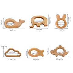 OSTTRPO wooden teether rabbit-head promotes teething relief and fine motor skills