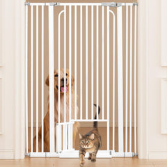 Ostutry 53in extra tall cat gate in use prevents climbing at doorways.