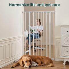 Ostutry adjustable-width gate with extension kits fits openings 29.53 to 40.16 inches.