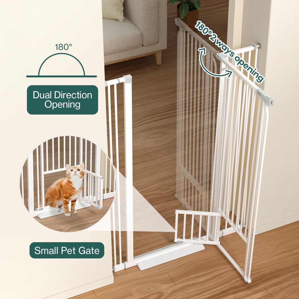 Ostutry cat gate close-up shows narrow tube spacing for secure containment.