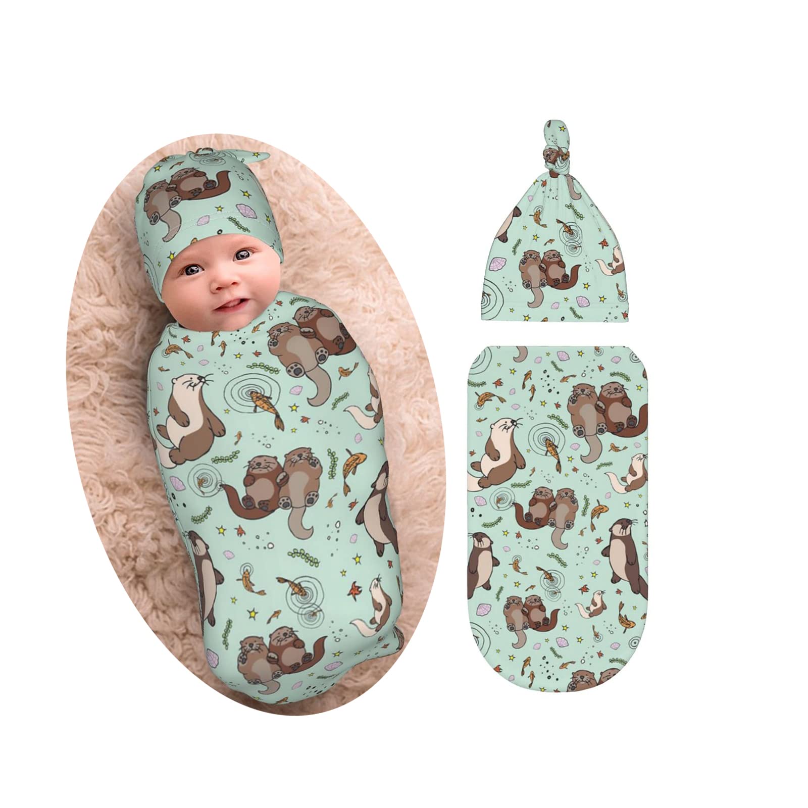 Osvbs sea otters newborn hat with adjustable knot demonstrates snug warmth