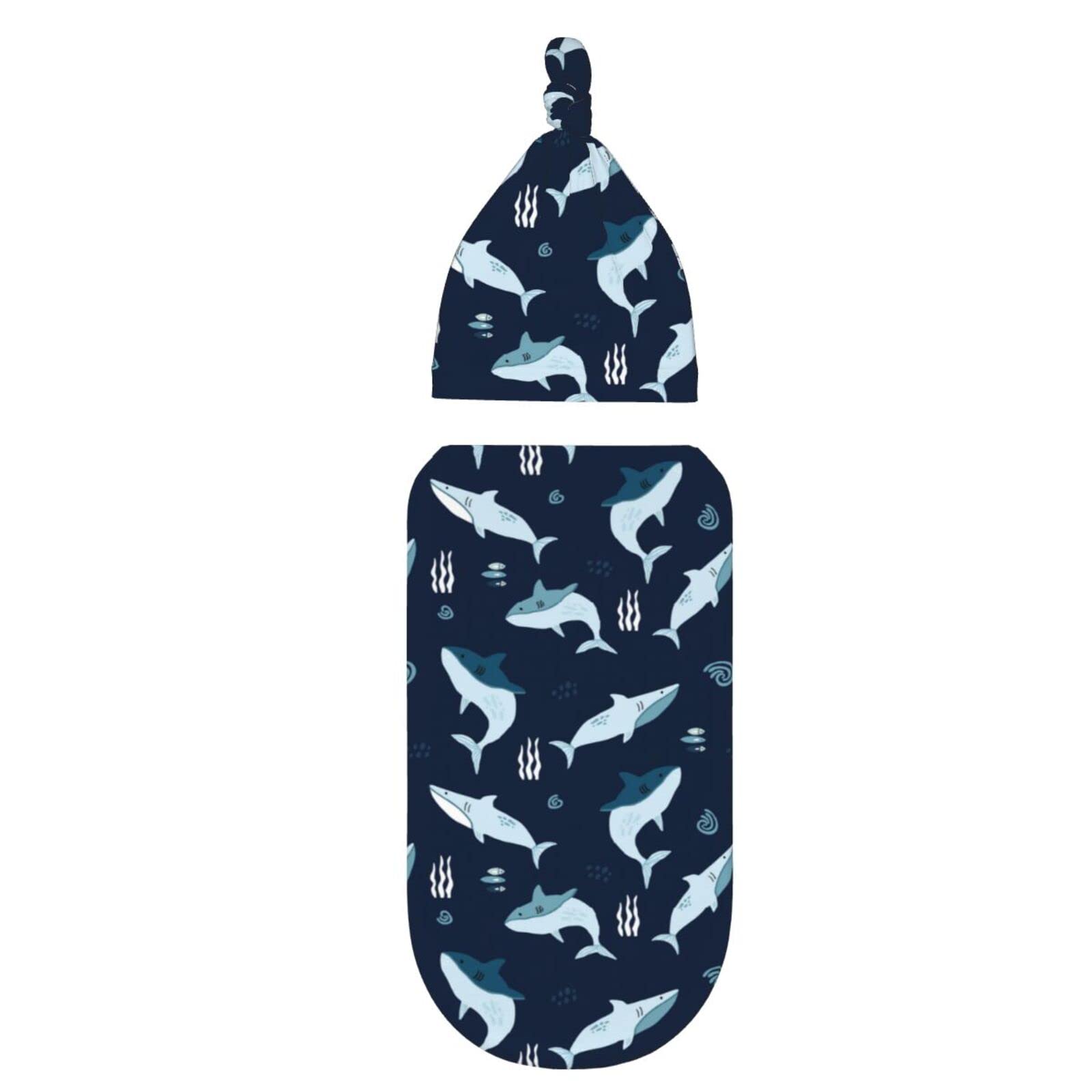 Osvbs Sharks Ocean baby swaddle on nursery setup demonstrates everyday use.
