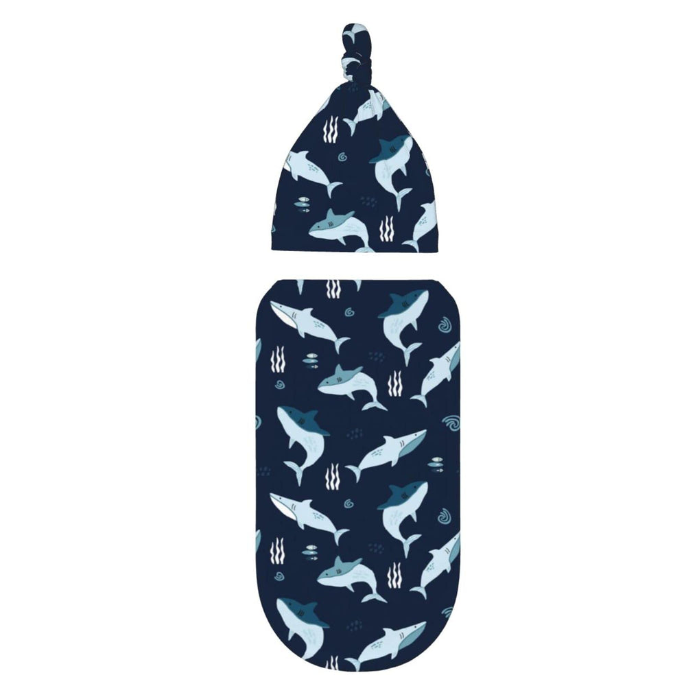Osvbs Sharks Ocean baby swaddle on nursery setup demonstrates everyday use.