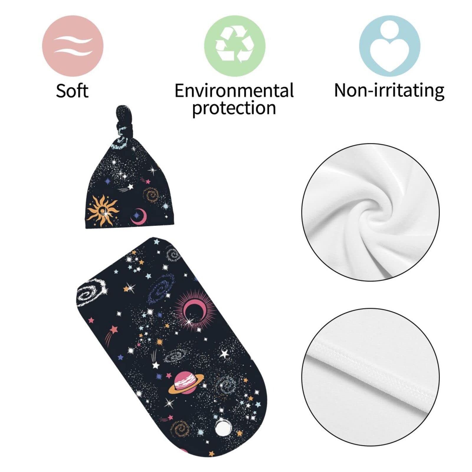 Osvbs Space Galaxy set includes matching hat for complete newborn look.