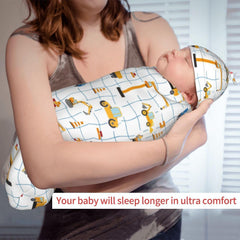 Osvbs trucks excavator swaddle cocoon set up for adorable newborn portraits.