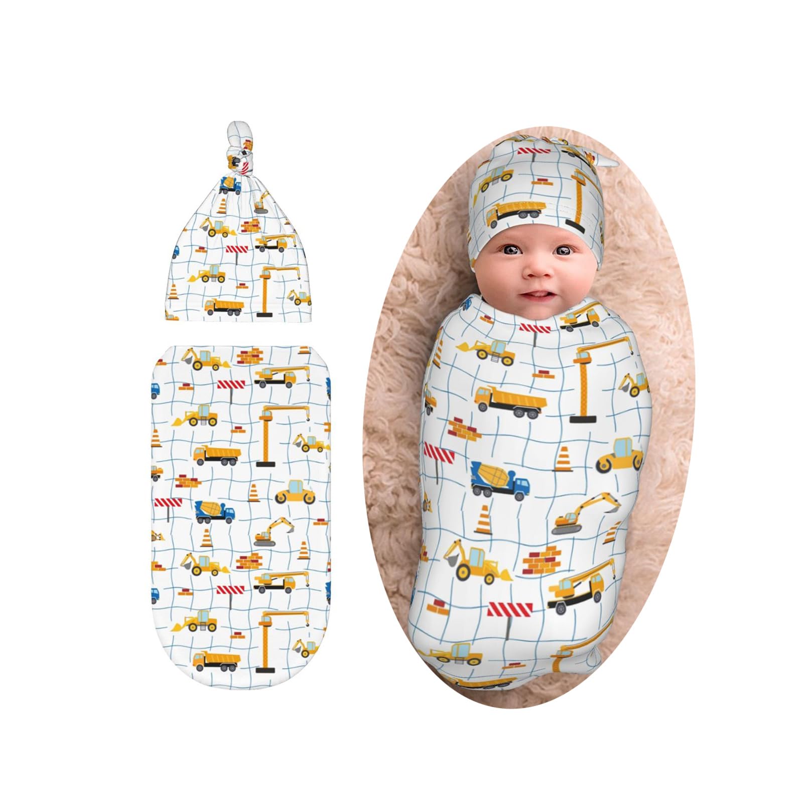 Osvbs trucks newborn swaddle blanket close-up shows soft fabric for calm, cozy sleep.