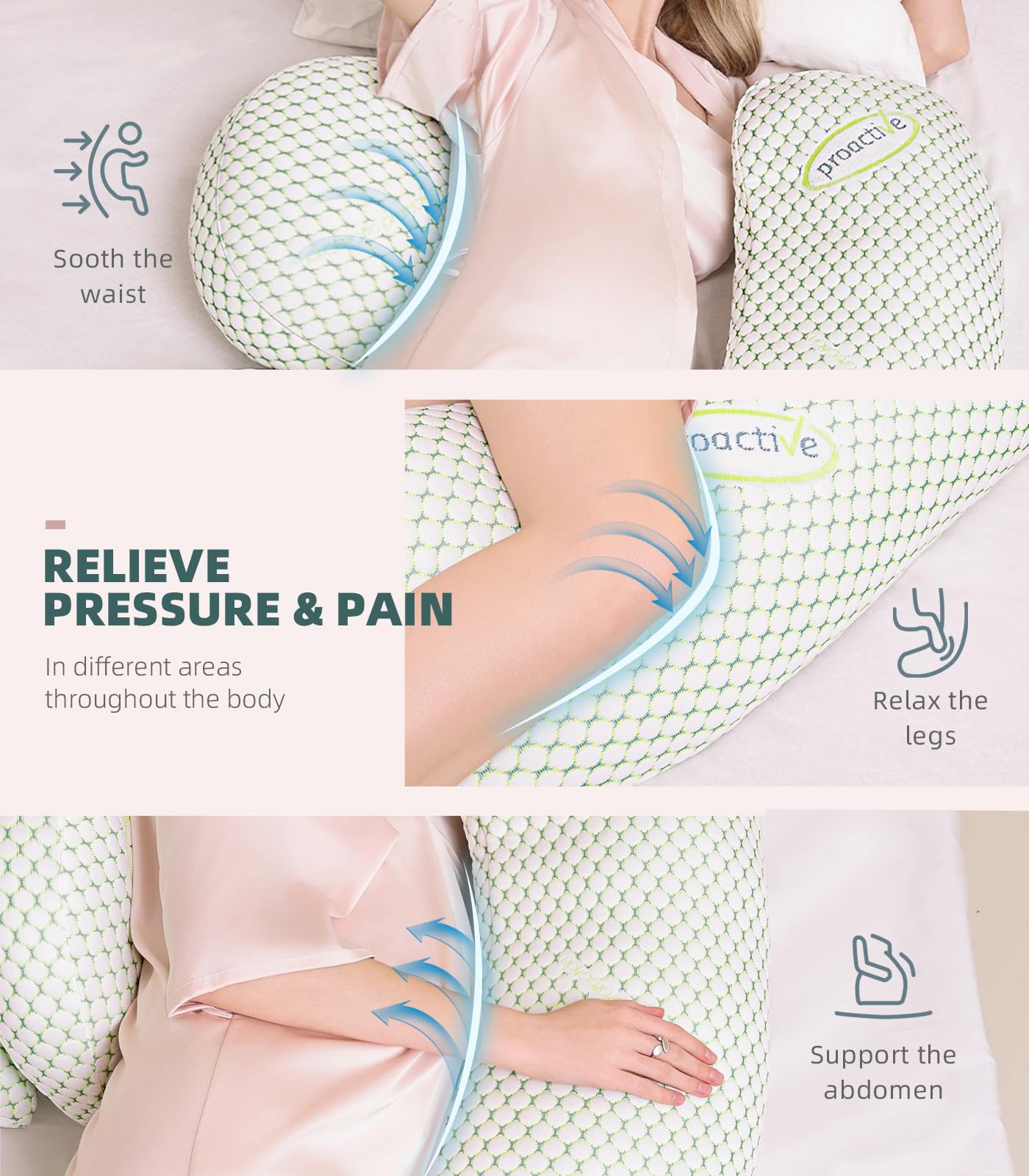 Oternal pregnancy pillow adjustable-distance design lets you tailor spacing for personalized comfort