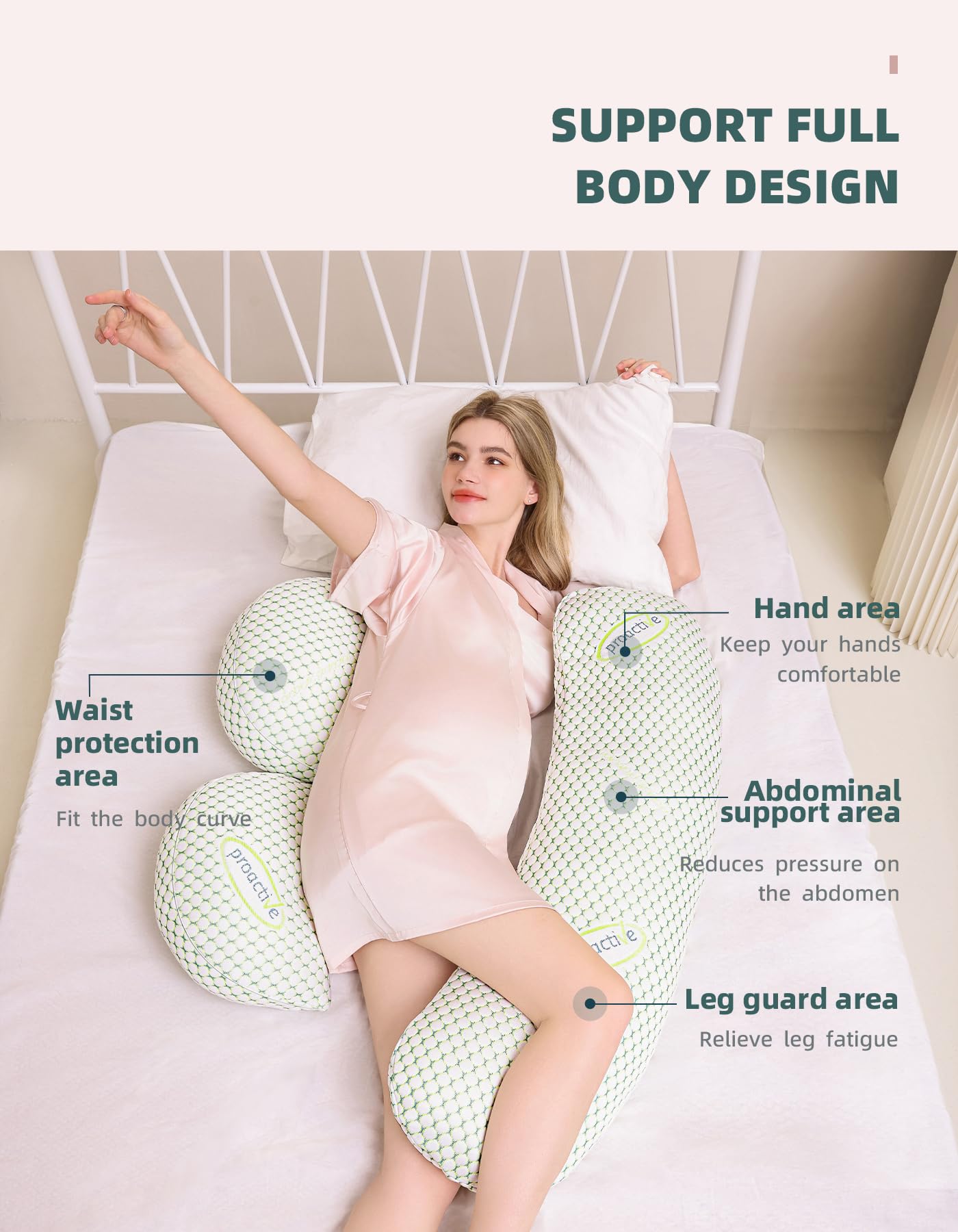 Oternal pregnancy pillow back and leg support eases night-time tension