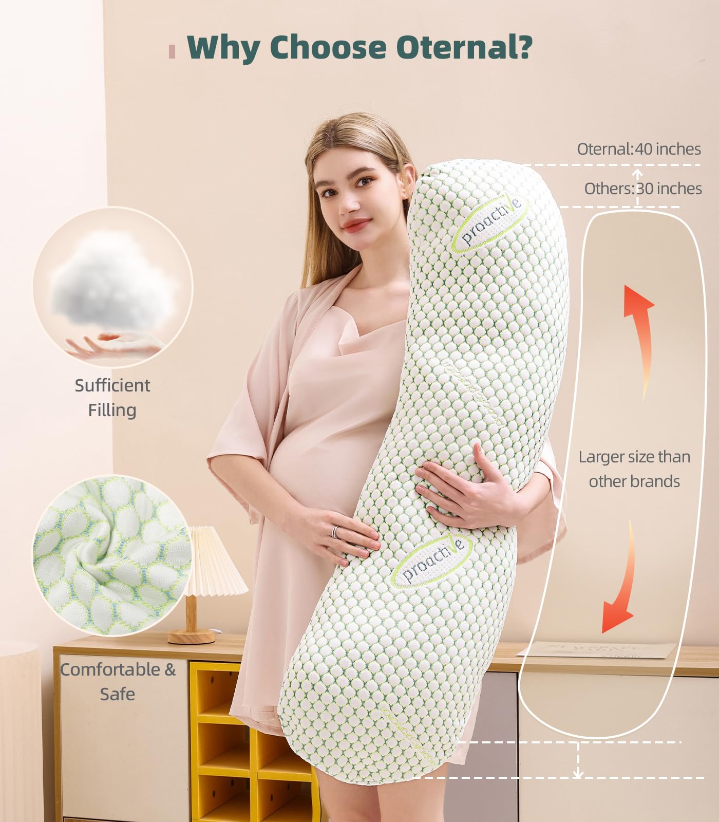Oternal pregnancy pillow portable travel compact design makes side sleep easier on the go