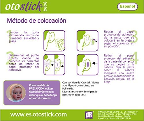 Otostick Bebe kit showing eight correctors and cap for ongoing use