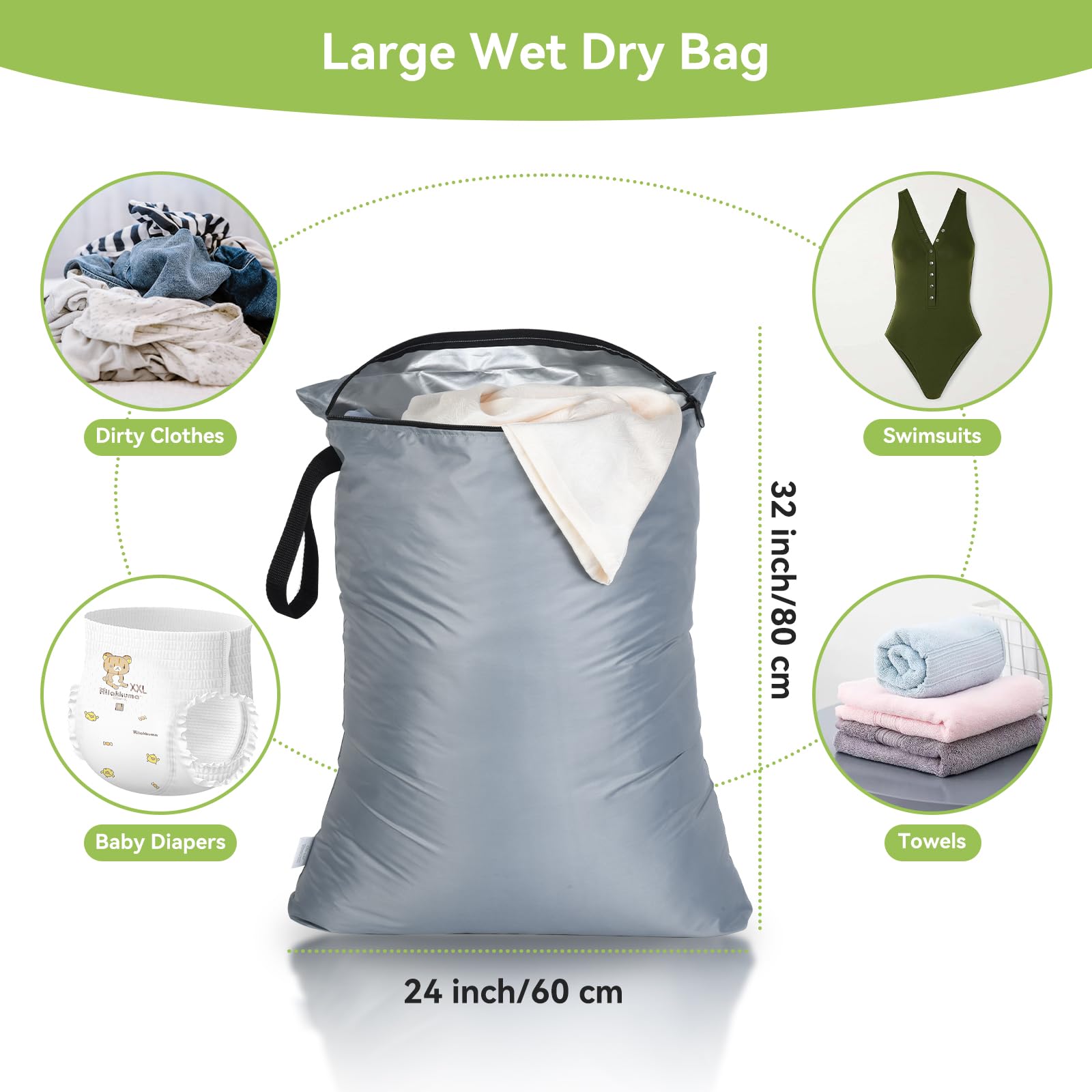 OTraki wet bag features a zippered handle for easy carrying.