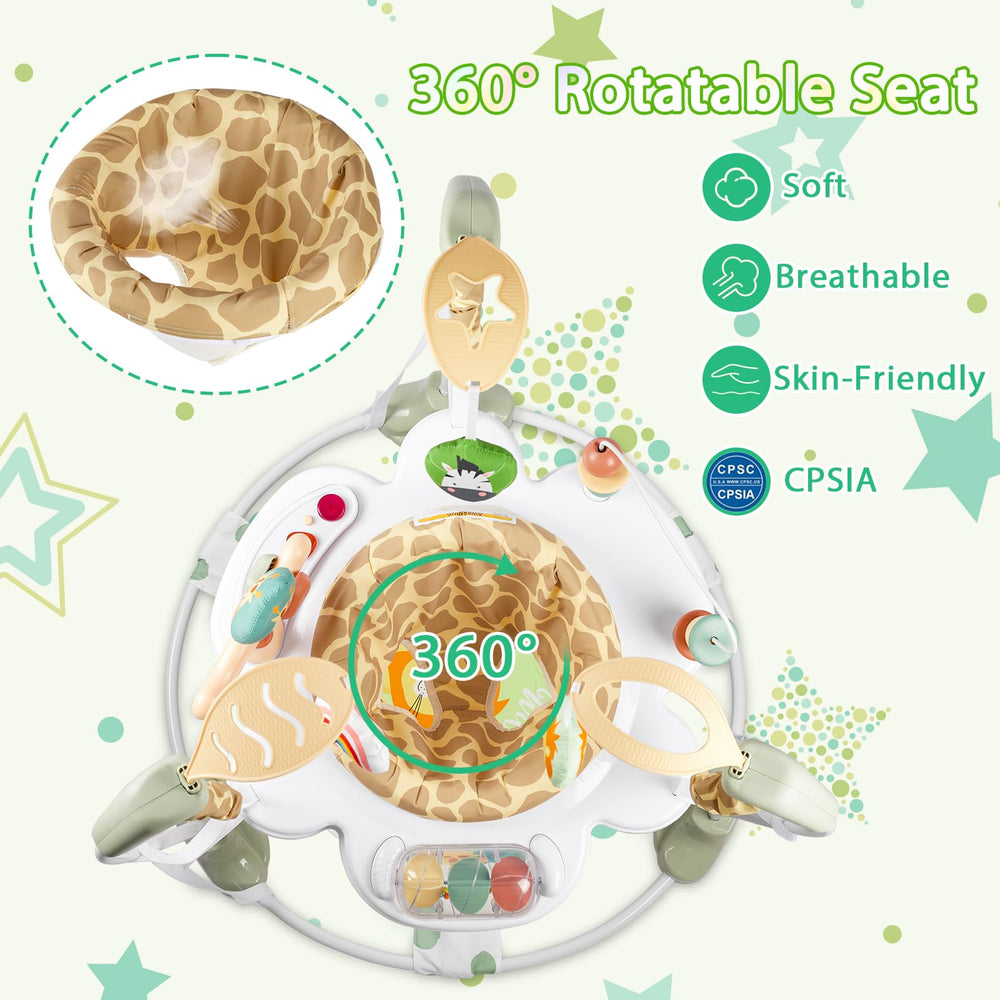 Otrolepota baby activity center shows 3 height levels to grow with baby.