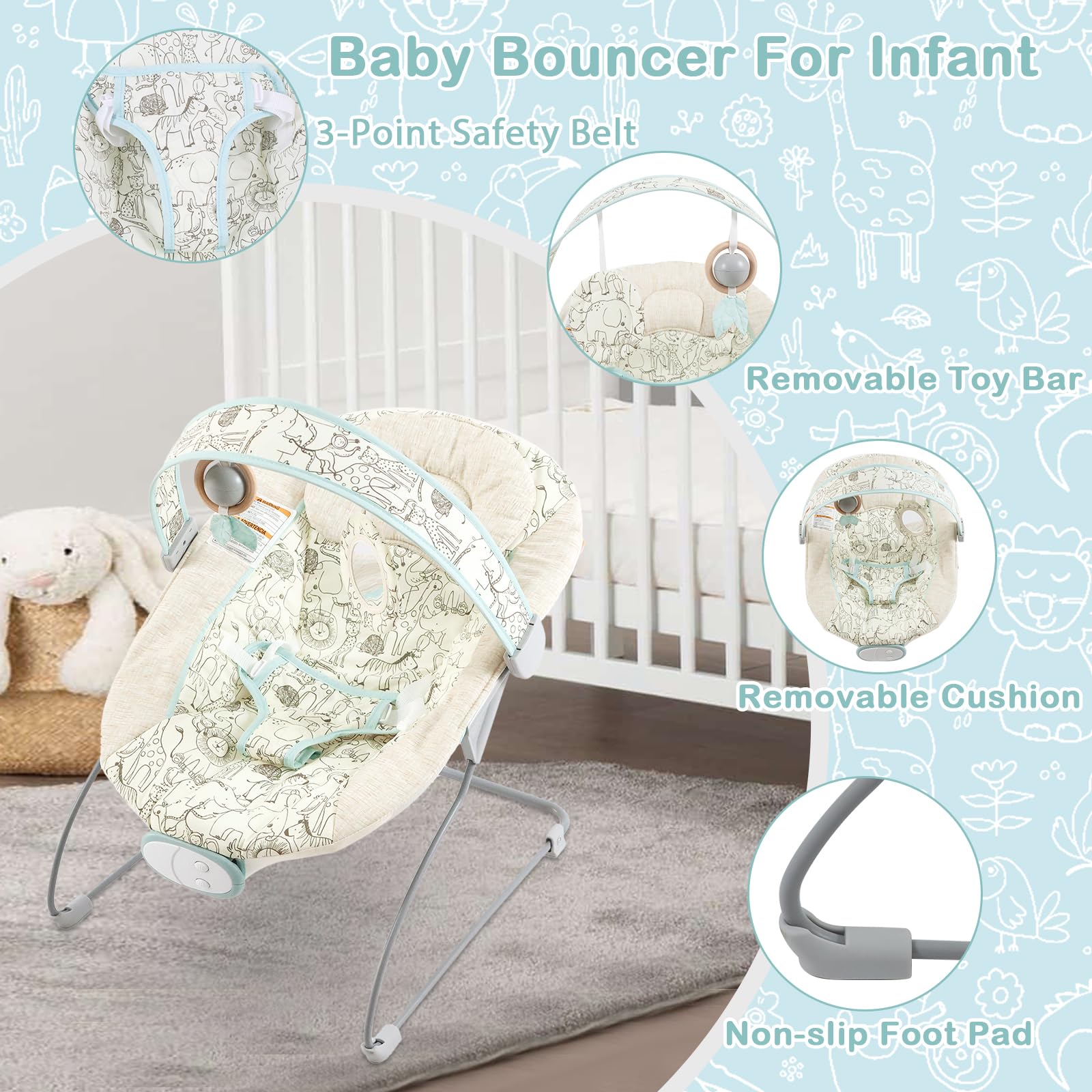 Otrolepota Baby Bouncer compact-travel size suits busy families on the go.